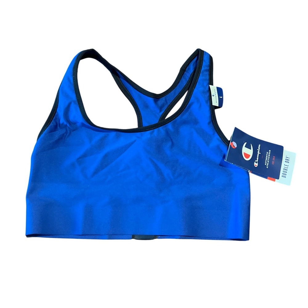 Champion Double Dry Moderate Support Racerback Sports Bra Blue Womens Large NWT